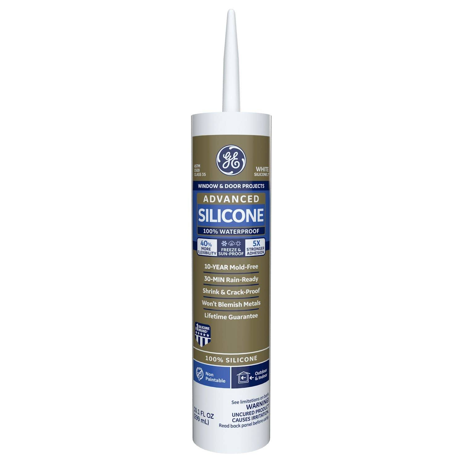 GE Advanced 10.1 oz. White Exterior/Interior Silicone 2-Window and Door Sealant (Case of 12)