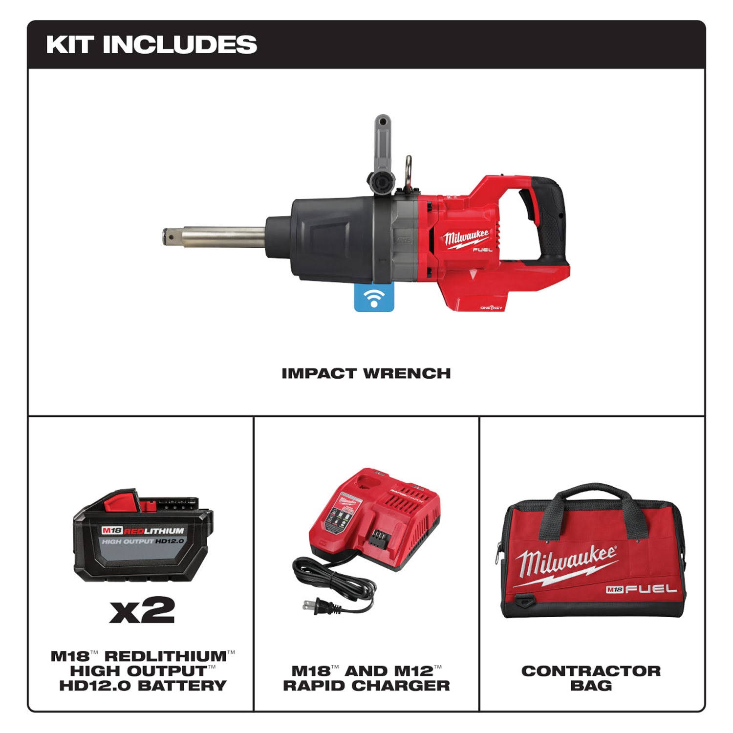 Milwaukee 2869-22HD M18 Fuel 1 in. D-Handle Ext. Anvil High Torque Impact Wrench Kit