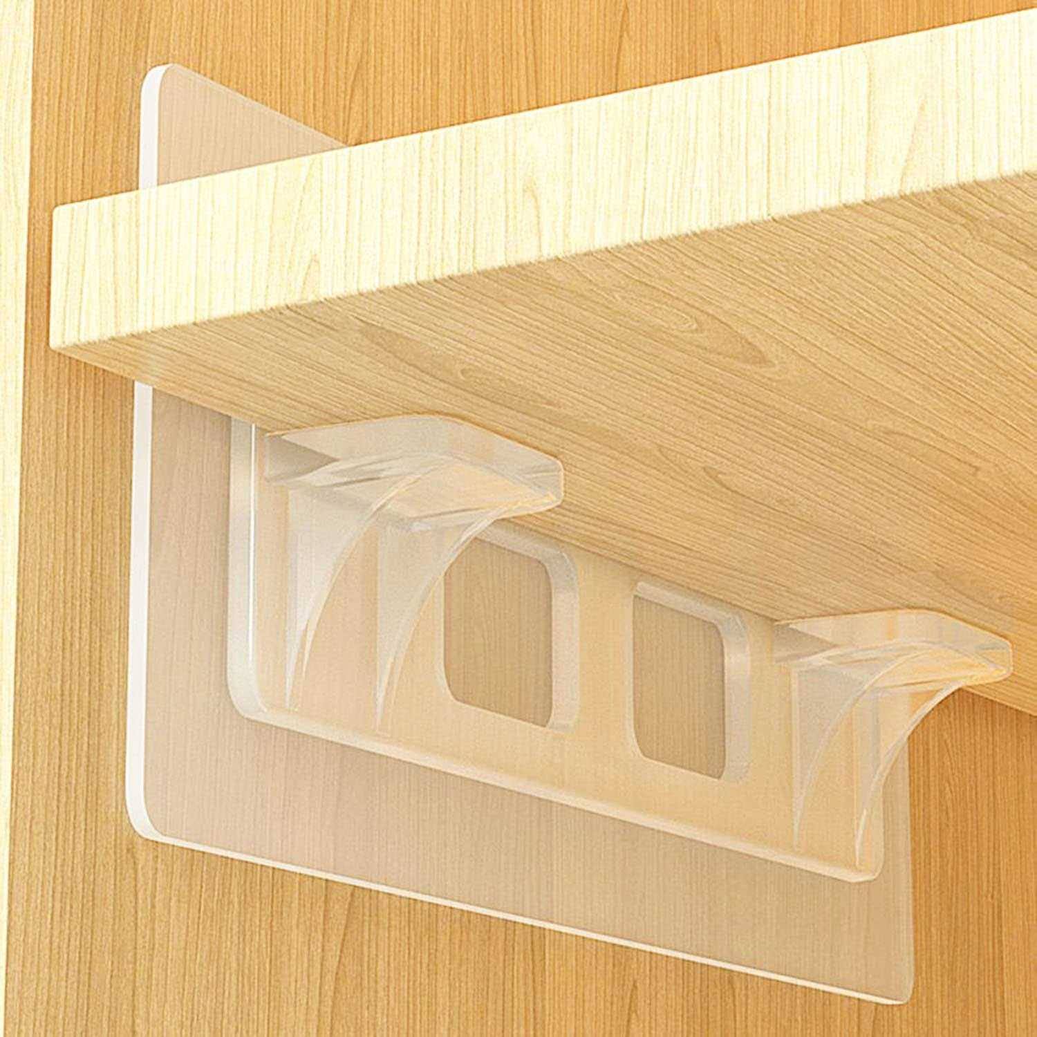 Ourart 24 Pieces Adhesive Shelf Bracket, Double Row Reinforced Design Shelf Support Pegs for Shelves Kitchen Cabinet Book Closet