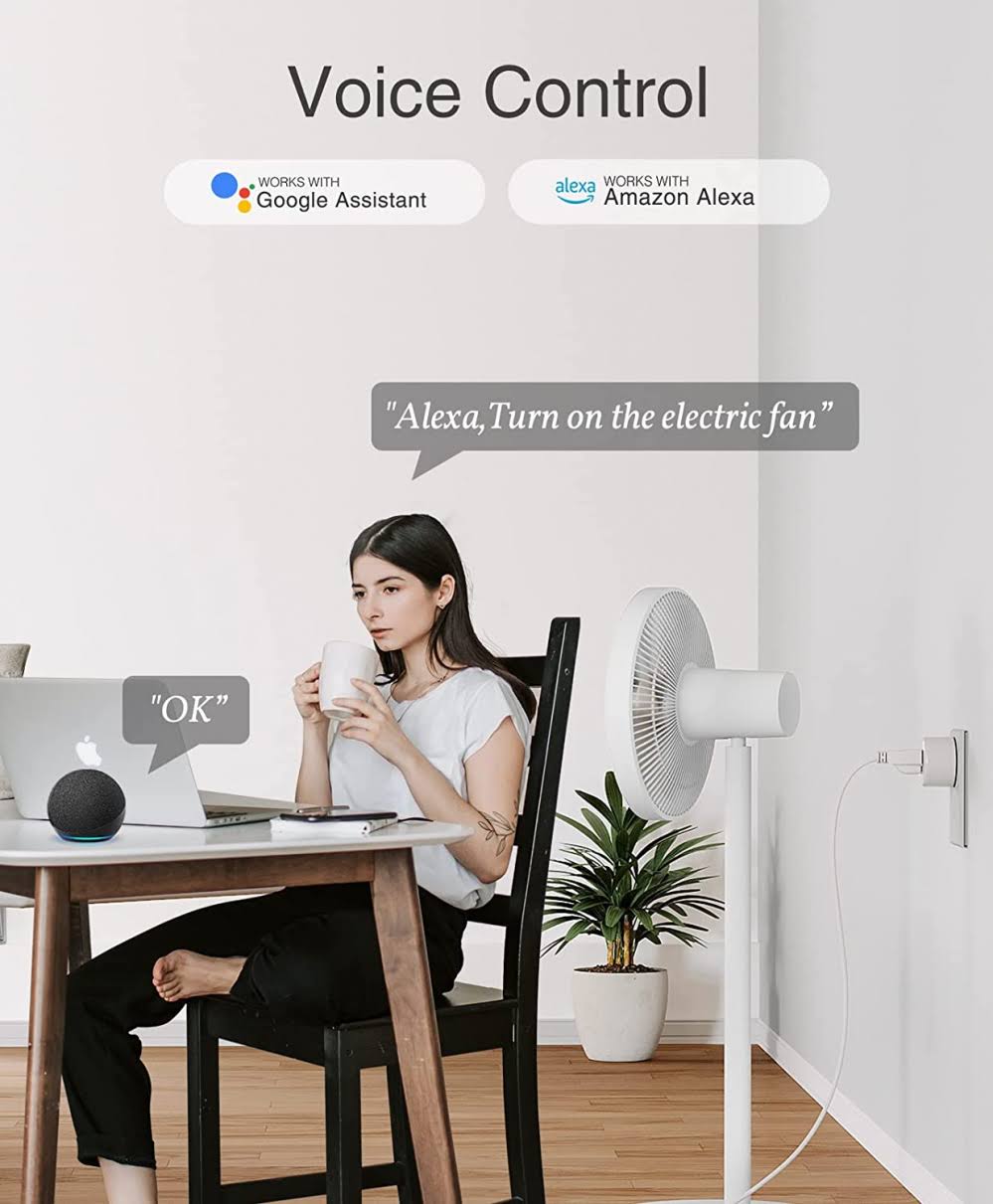 GHome Smart Mini Smart Plug, Wi-Fi Outlet Socket Compatible with Alexa and Google Home, Remote Control with Timer Function, No Hub Required, ETL FCC