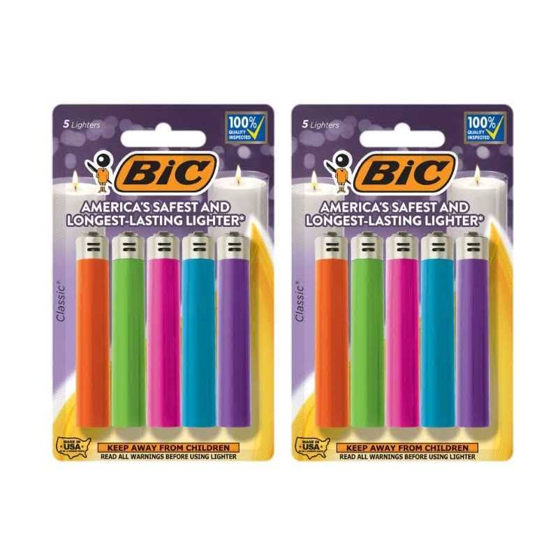 Bic Classic Lighter, Fashion Assorted Colors, 10-Pack (Packaging May Vary), Size: 5 Count (Pack of 2)