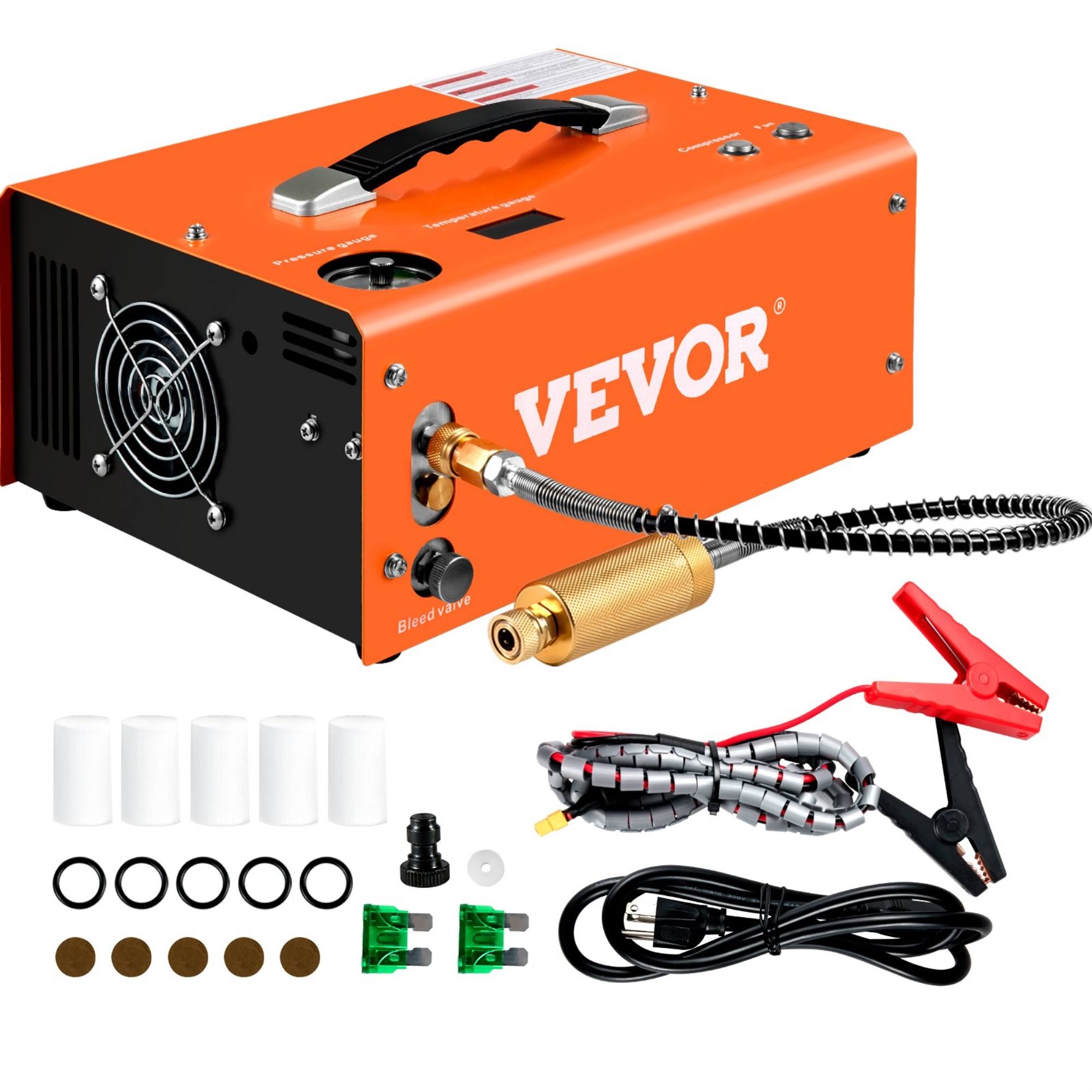 VEVOR PCP Air Compressor 4500psi Portable PCP Compressor 12V DC 110v220v AC PCP Airgun Compressor Auto-Stop G220V110V12V-8ZGGV1