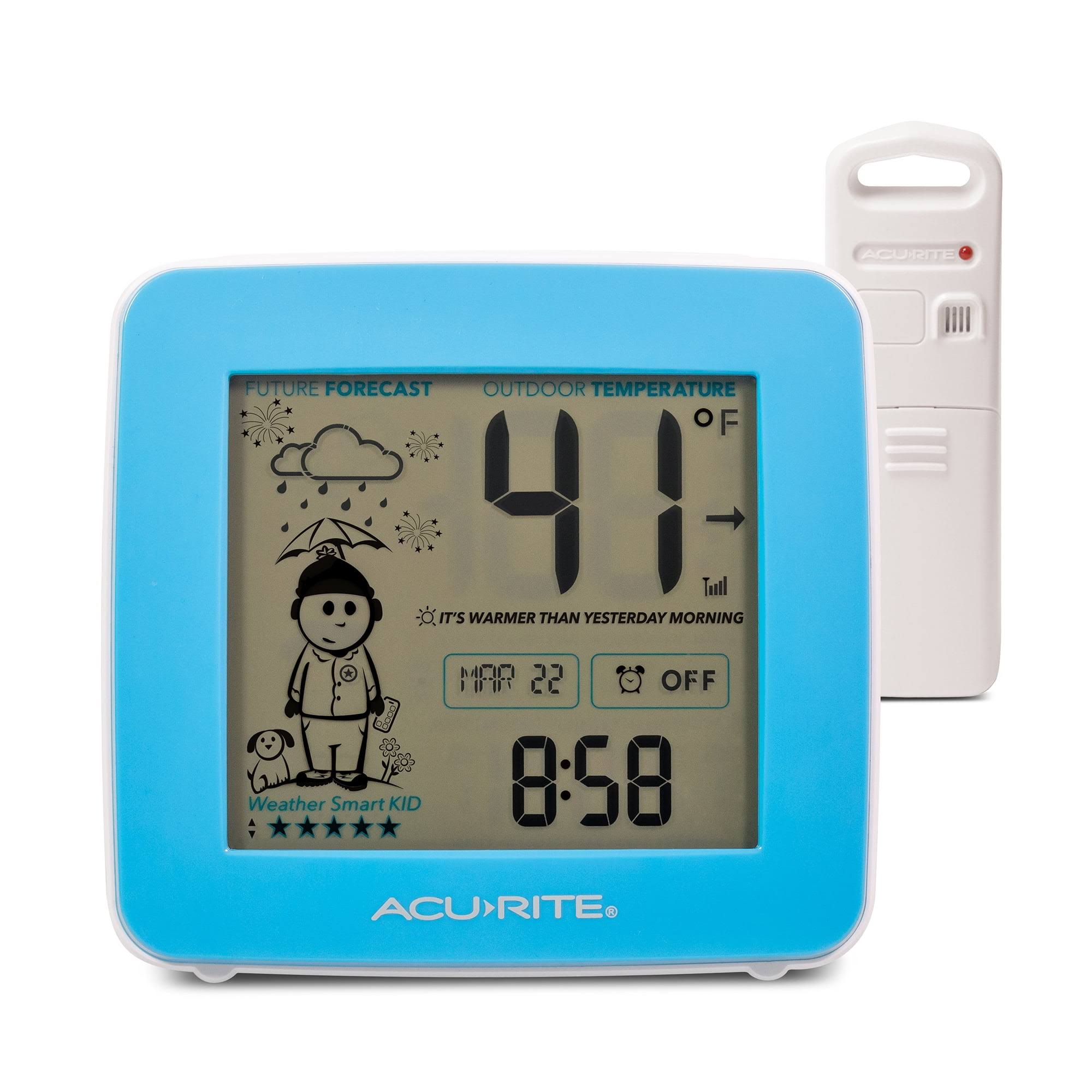 Acurite What-to-Wear Weather Station with Alarm Clock, Time, Date, and Wireless Outdoor Sensor for Hyperlocal Forecast and Outdoor Temperature (00777)