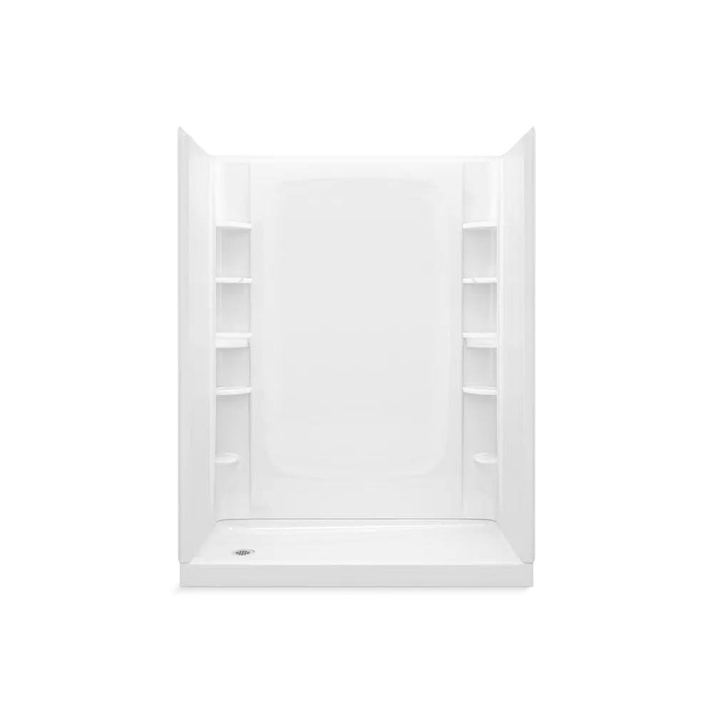 Sterling Store+ 30 in. x 60 in. Single Threshold Left-Hand Shower Base with Shower Walls and 10-Piece Accessory Kit in White