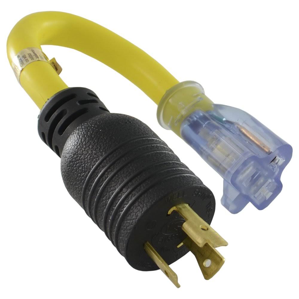 Conntek PL520520 1-Feet Generator Adapter 20-Amp Locking L5-20P Plug to Regular 15/20-Amp Female Connector, Red