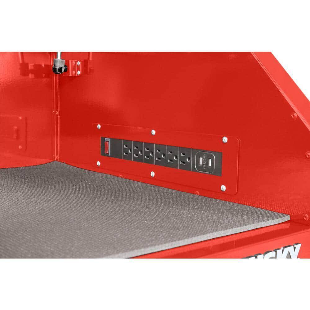 Husky 41 in. W x 24.5 in. D Standard Duty 16-Drawer Combination Rolling Tool Chest and Top Tool Cabinet Set in Gloss Red