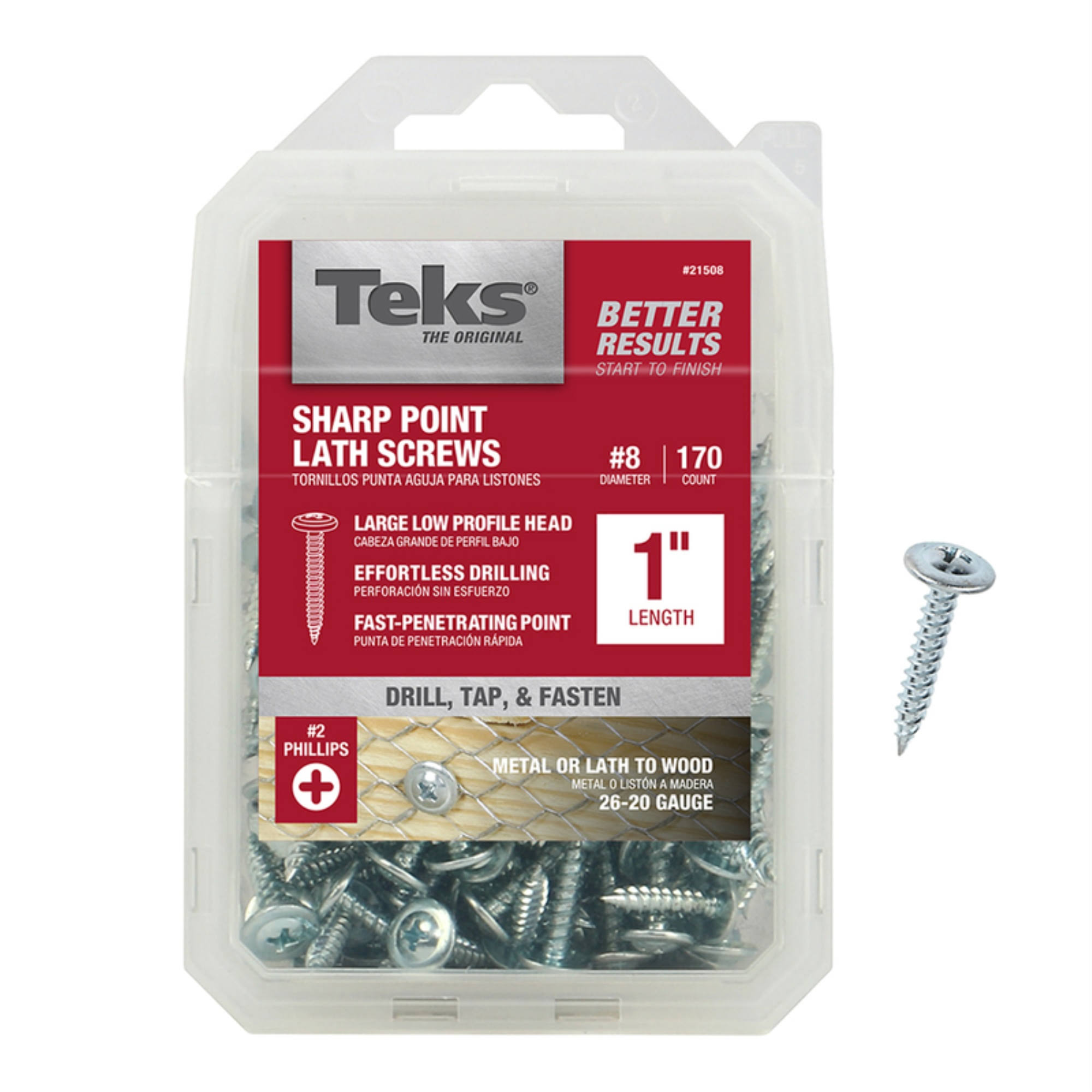 Teks Lath Screws, Sharp Point, 1 Inch- 170 screws 21508