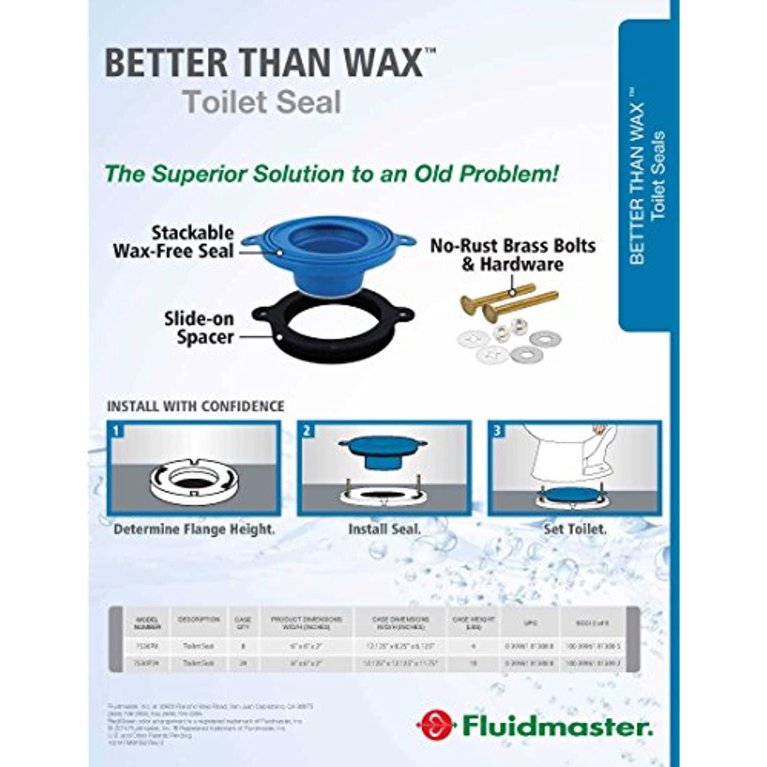 Fluidmaster 7530p8 Universal Better Than Wax Toilet Seal, Wax-Free Toilet Bowl Gasket