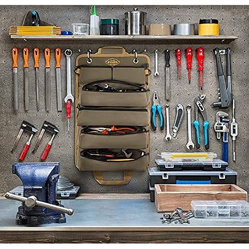 The Ryker Bag Tool Organizers- Small Tool Bag with Detachable Pouches Heavy Duty Roll Up Tool Bag Organizer with 6 Tool Pouches- Tool Roll Organize