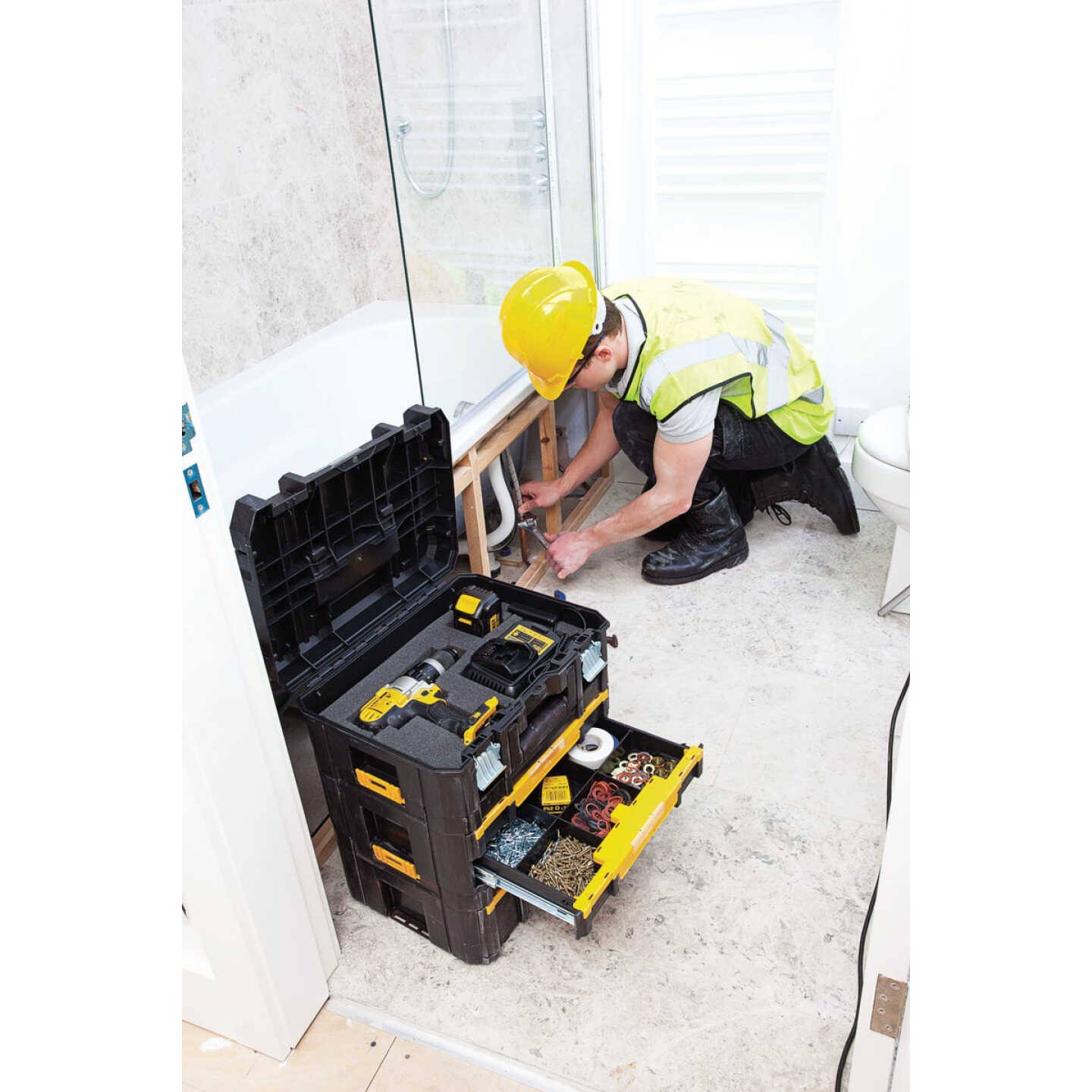 Dewalt Tstak II Flat Top Tool Box, Black