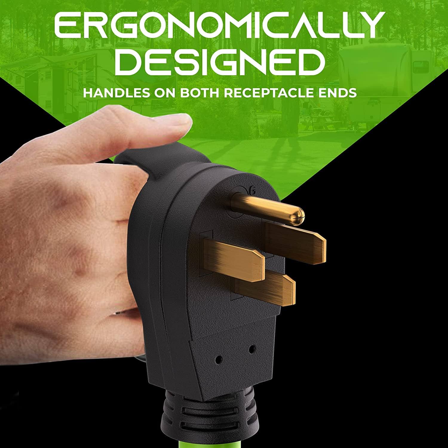 GearIT 50-Amp Extension Cord for RV and EV (15 ft) 4-Prong 250-Volt, Tesla Model 3/S/X/Y, NEMA 14-50P to 14-50R 6/3, 8/1 STW AWG