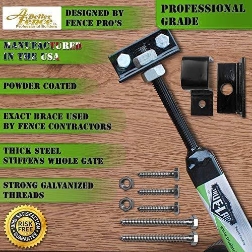 True Latch 8' Telescopic Fully Adjustable Gate Brace- Wood Privacy Fence Anti S