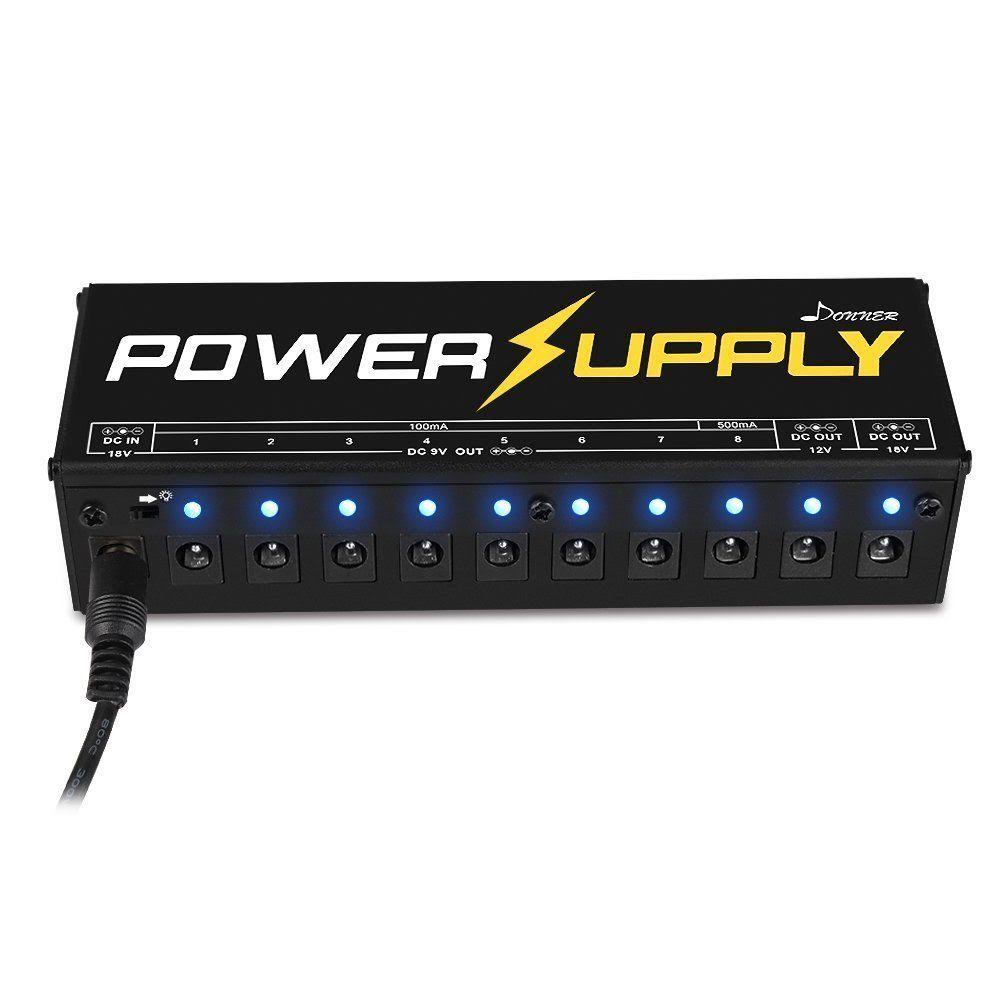 Donner DP-1 Guitar Pedal Power Supply 10 Isolated DC Output for 9V/12V/18V Effect Pedal