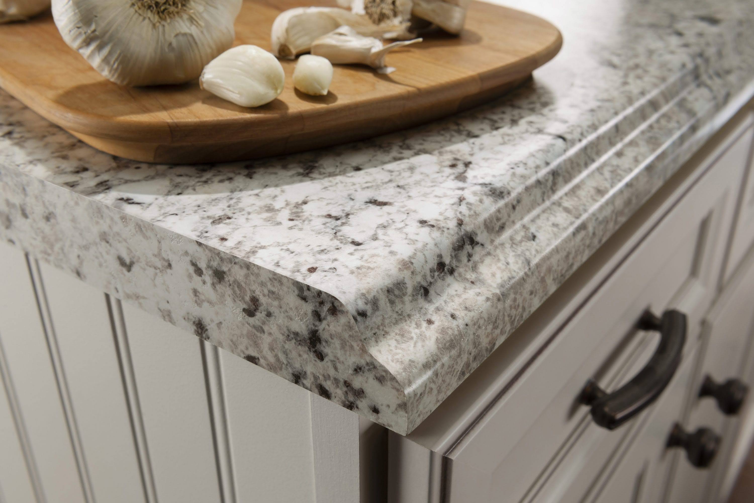 VT Dimensions Formica 72-in x 25.5-in x 3.75-in Ouro Romano- Etchings Straight Laminate Countertop with Integrated Backsplash in Gray | 927746B6