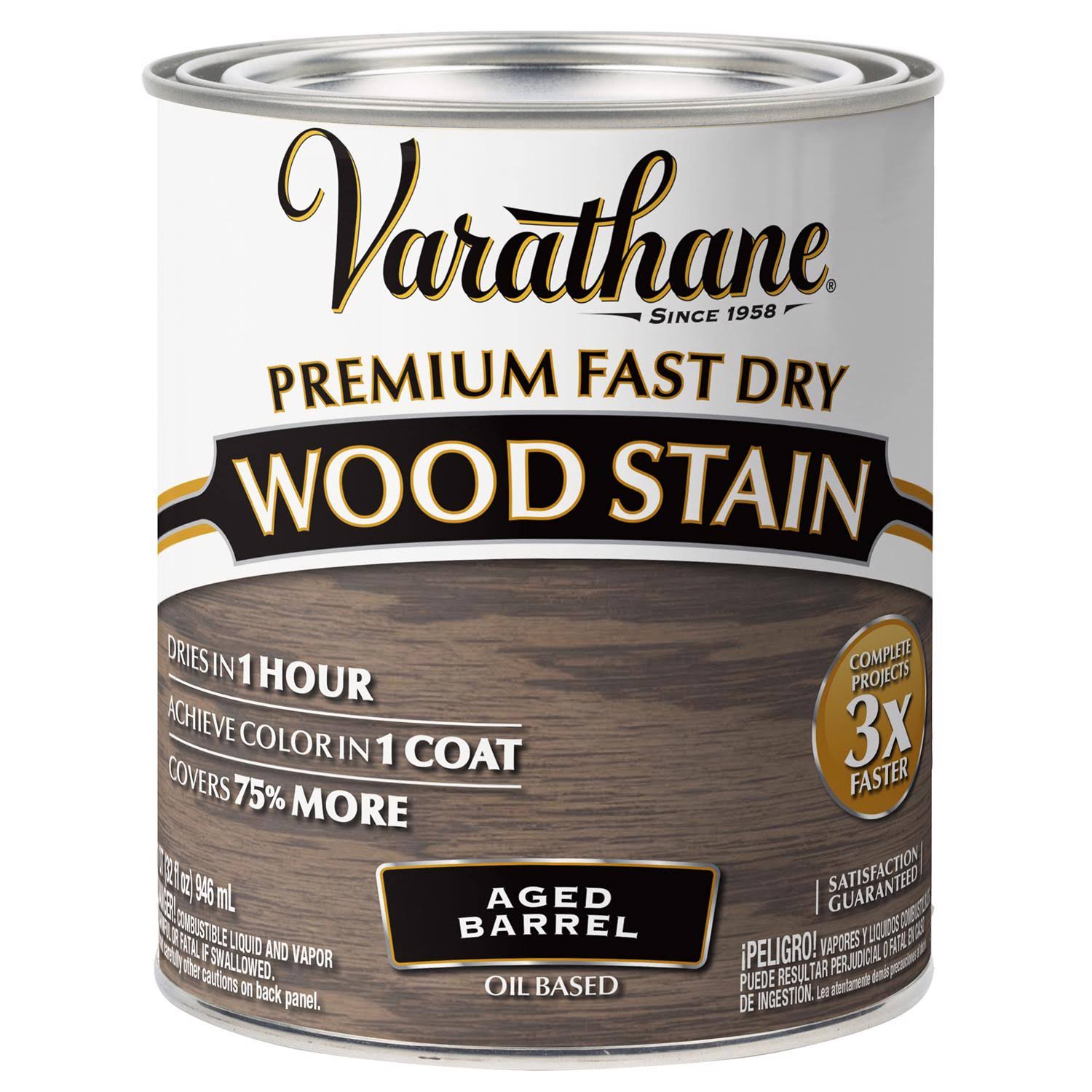 Varathane 357179 Fast Dry Wood Stain, Aged Barrel, Liquid, 1 qt