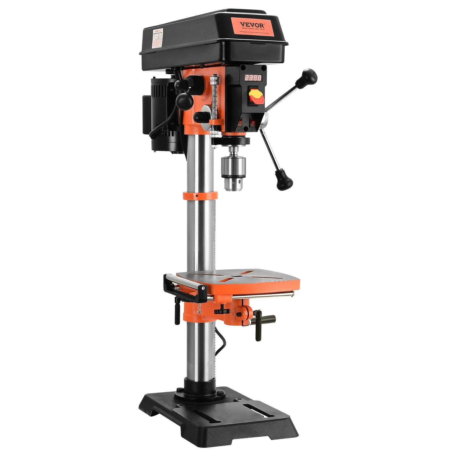 VEVOR 12 in Benchtop Drill Press, 5 Amp 120V, Variable Speed Cast Iron Bench Drill Press, 12 in Swing Distance 0-45�� Tiltling W