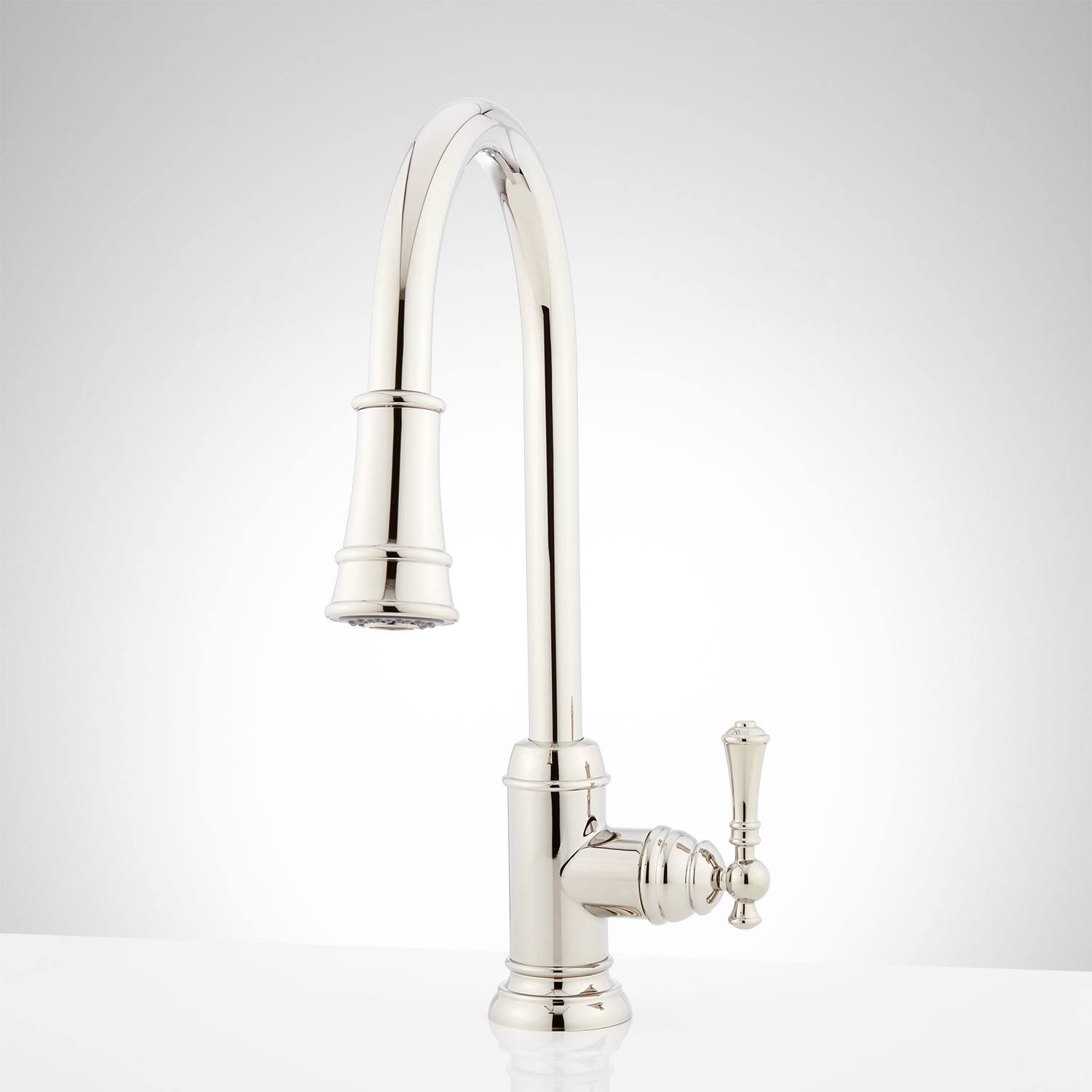 Signature Hardware Amberley Single Handle Pull Down Kitchen Faucet in Polished Nickel