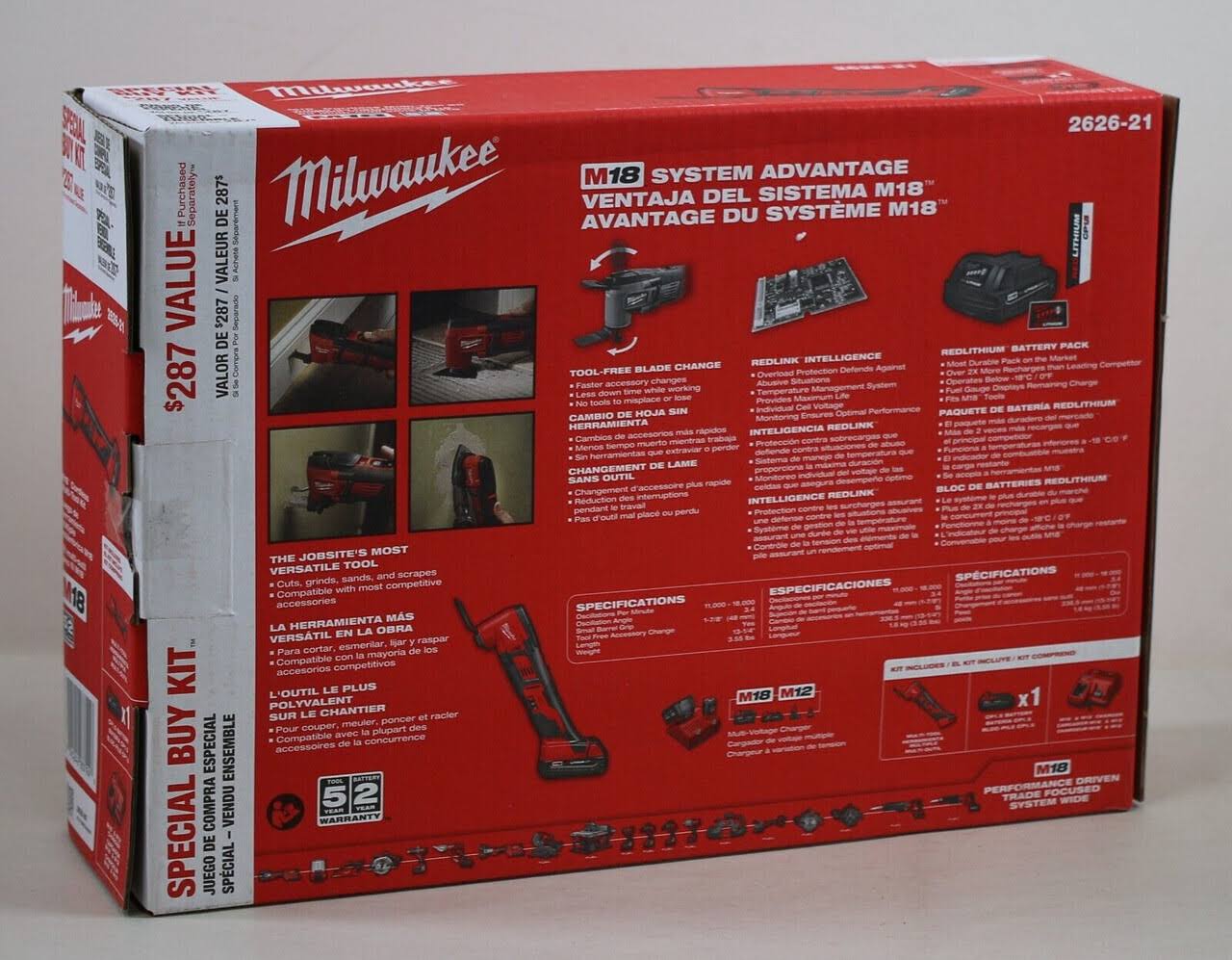 Milwaukee M18 18V Lithium-Ion Cordless Oscillating Multi-Tool Kit with One 1.5 Ah Battery & Charger