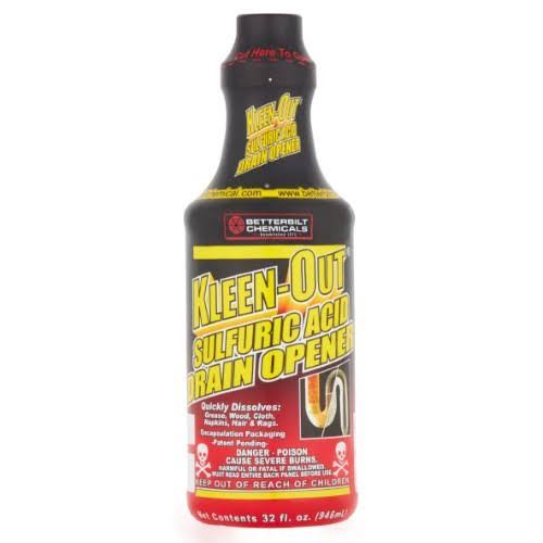 Betterbilt Chemicals Kleen-Out Sulfuric Acid Drain Opener- 32 fl oz bottle