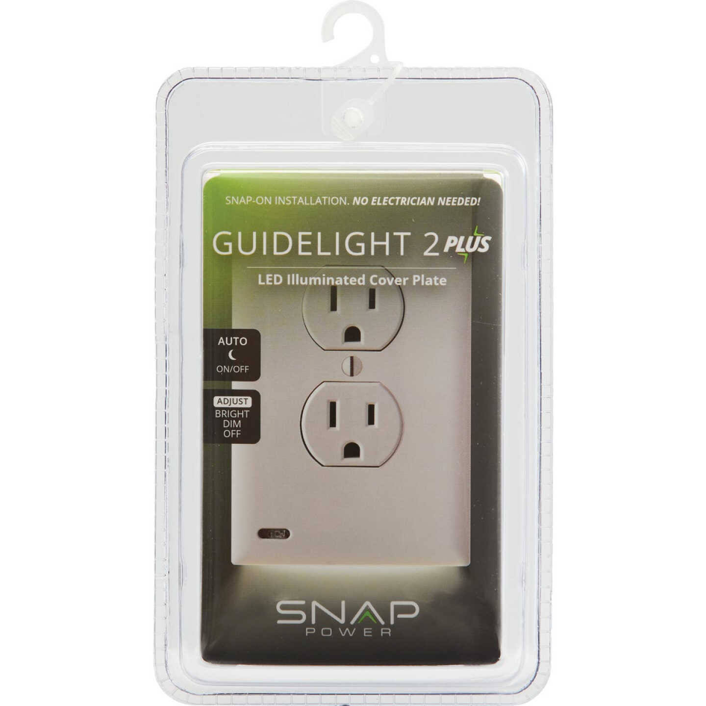 SnapPower GuideLight 2 Plus Duplex Outlet Wall Plate, White