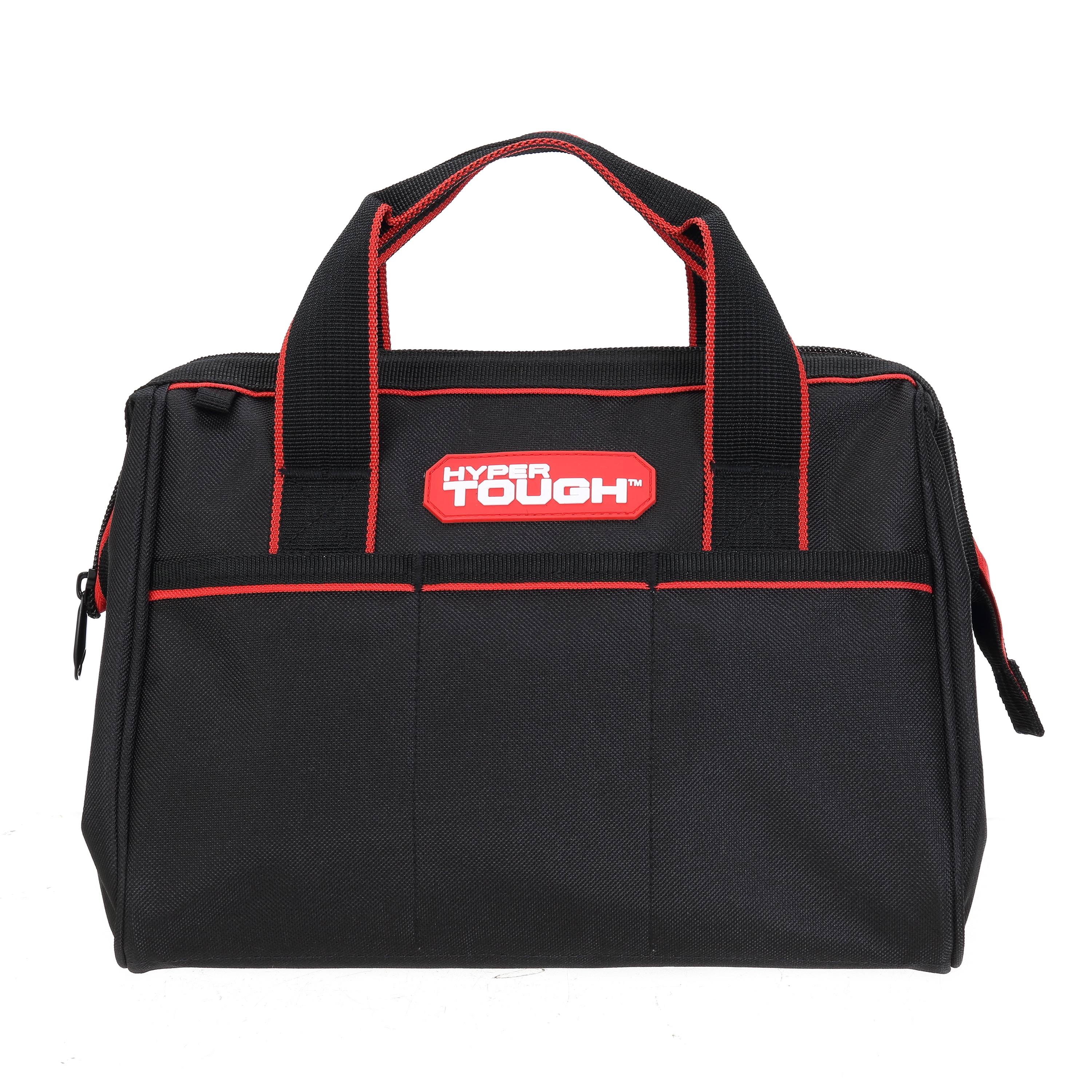 Hyper Tough 12-Inch Polyester Tool Bag, with Full-Length Zipper and Double Strap Carry Handle, Size: 12 inch