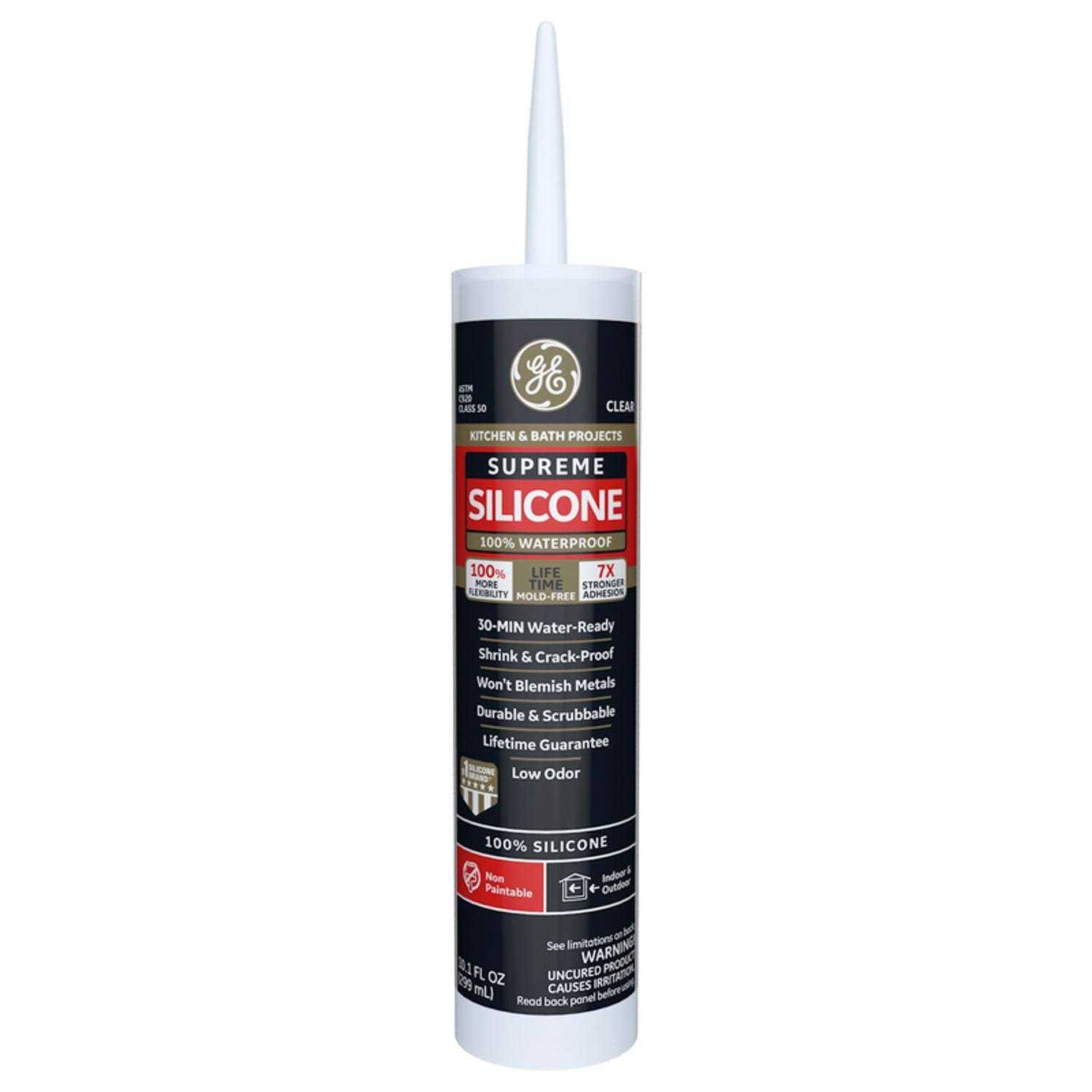 Supreme Silicone Kitchen & Bath Sealant, Clear, 10.1-oz. by GE