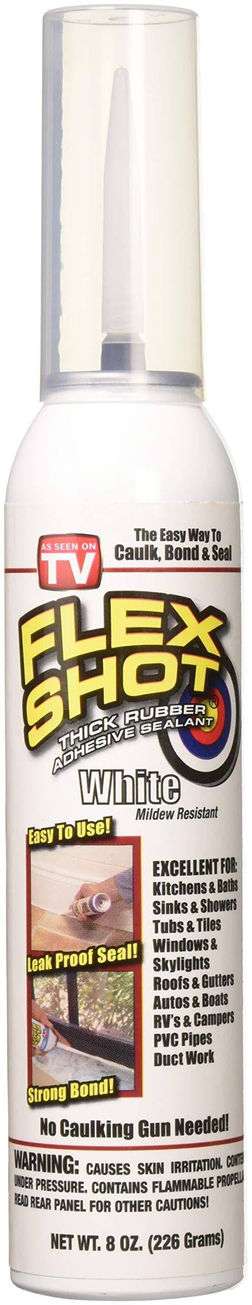 Flex Shot Rubber Adhesive Sealant Caulk, 8-oz, White