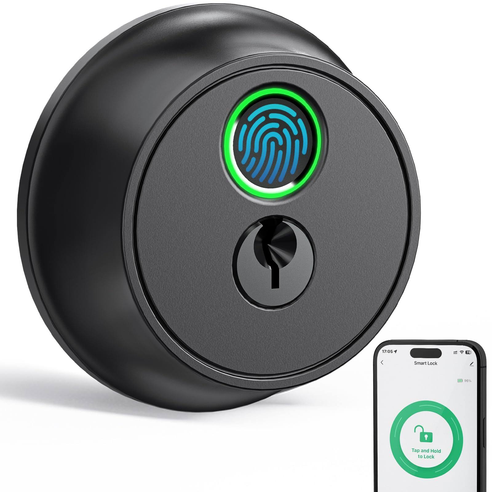 Nice Digi Smart Deadbolt Lock for Front Door: Fingerprint Door Lock- Keyless Entry Door Lock- Electronic Lock with 2 Key- Digital Door Lock with App