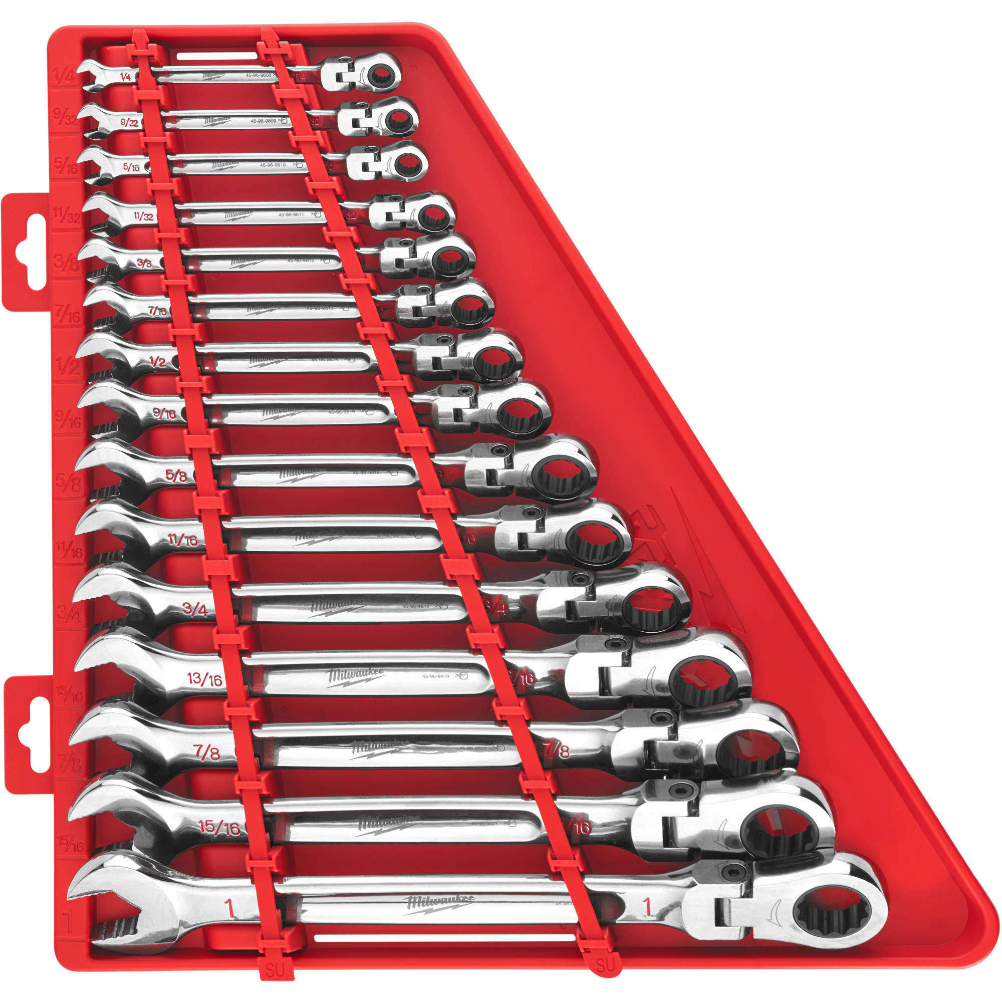Milwaukee 48-22-9413 15 Piece SAE Flex Head Ratcheting Combination Wrench Set