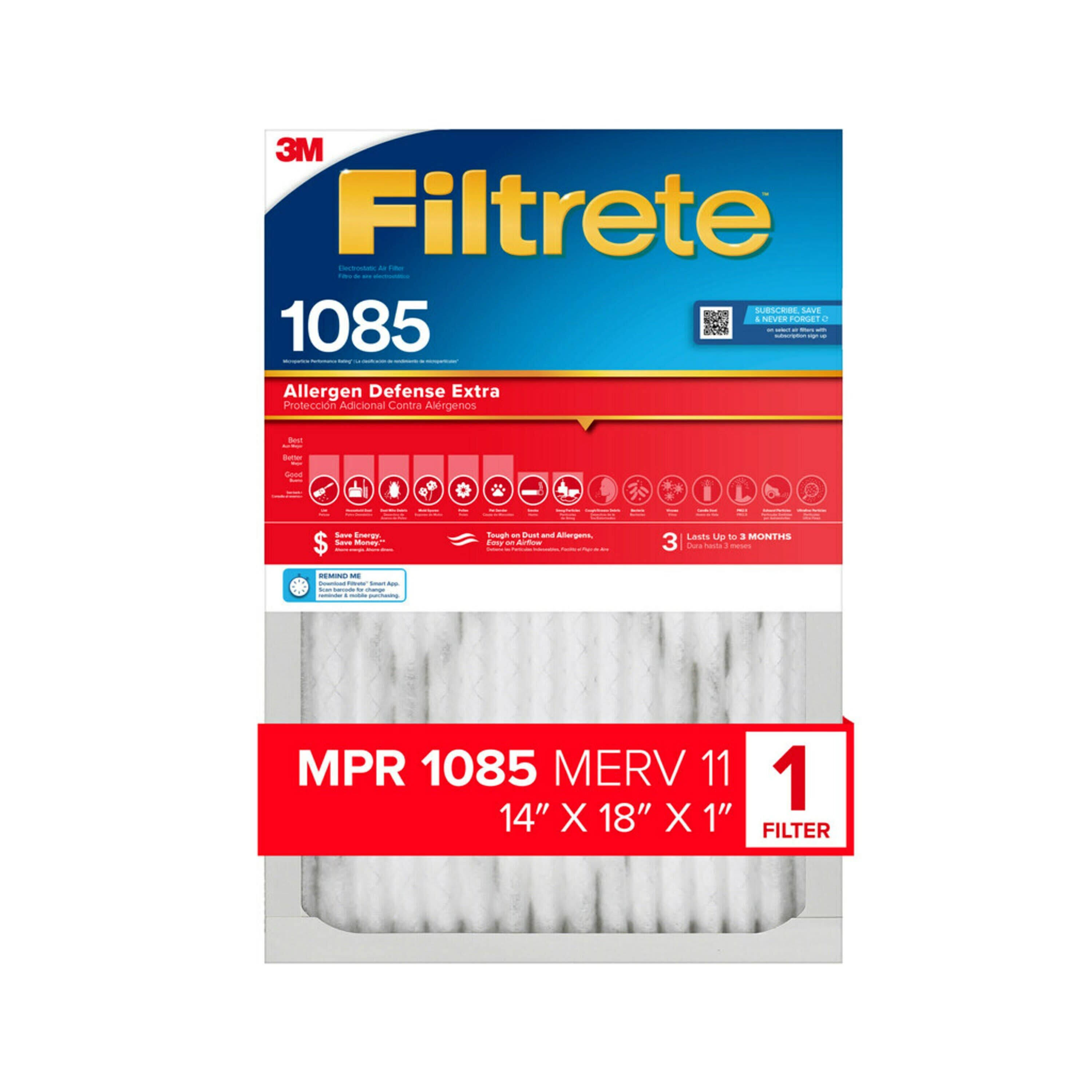 Filtrete 14-in x 18-in x 1-in 1085 MPR Allergen Defense Extra Electrostatic Pleated Air Filter