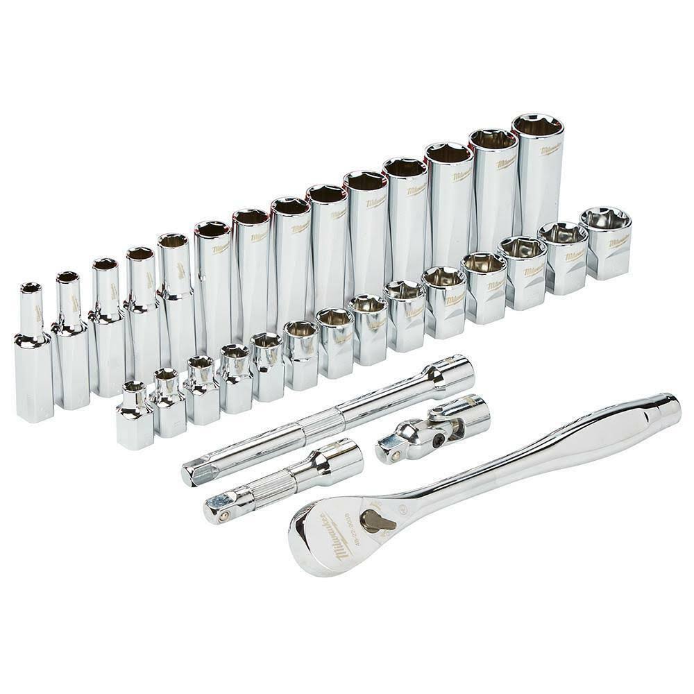 Milwaukee PACKOUT 3/8 in. Drive SAE Ratchet and Socket Set