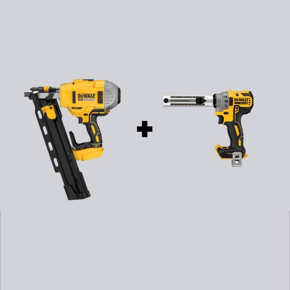 DeWalt 20V Max XR Cordless Brushless 2-Speed 21-Degree Plastic Collated Framing Nailer & Brushless Cable Stripper (Tools-Only)
