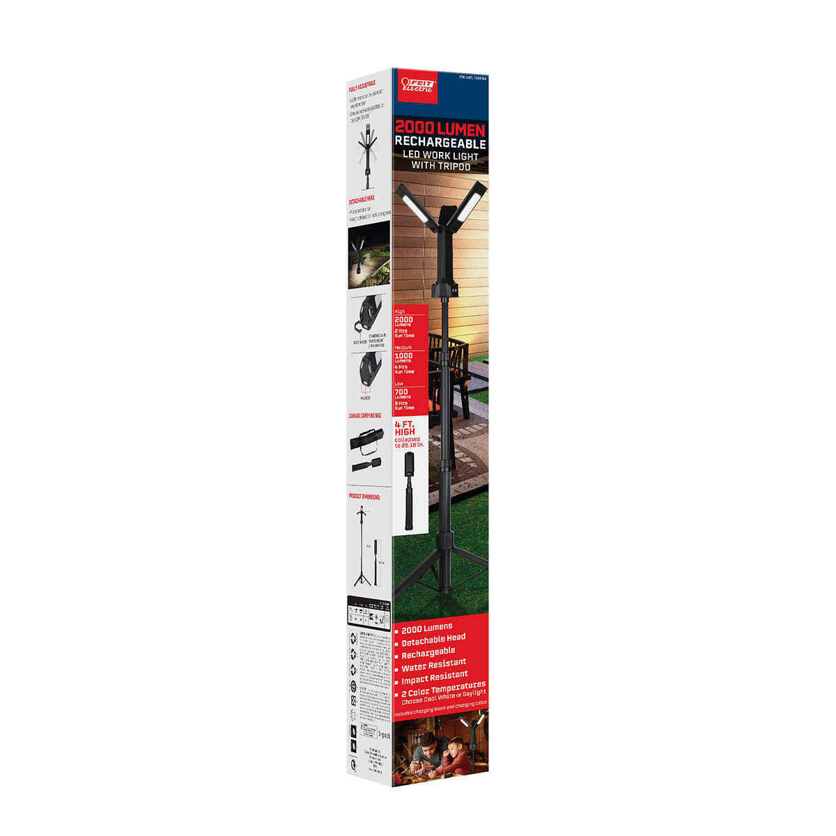 Feit Electric 48 in. 4-Panel Each 5 W LED Work Light (WLR2000/TRIPOD)