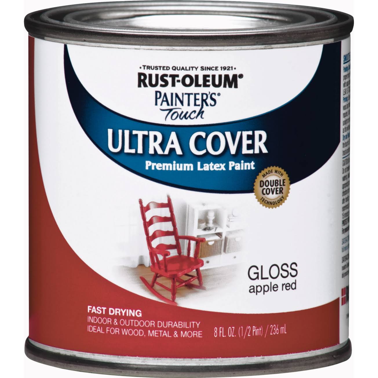 Painter's Touch Rust-Oleum Ultra Cover Premium Latex Paint, Gloss Apple Red- 8 fl oz can
