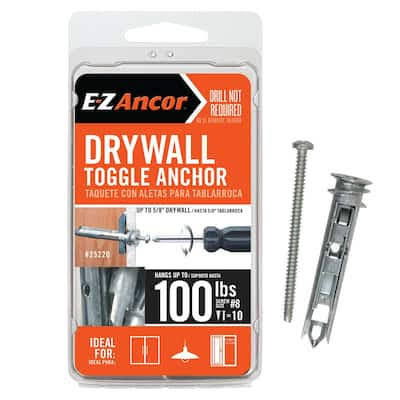 Dixie- ITW Brands 25220 EZ Ancor Toggle Lock Self-Drilling Drywall Anchor 10 Pack