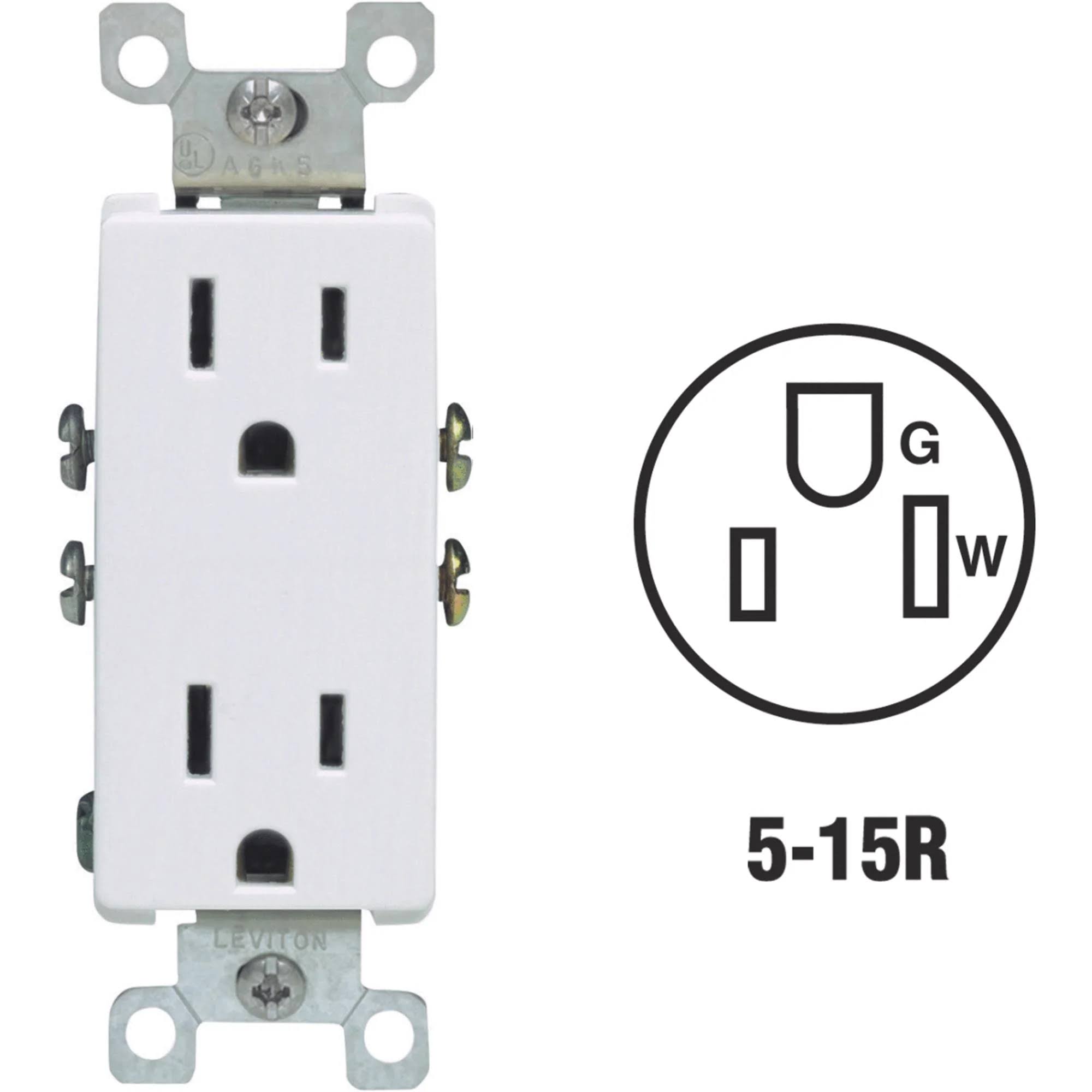 Leviton Decora Duplex Outlet White, 15