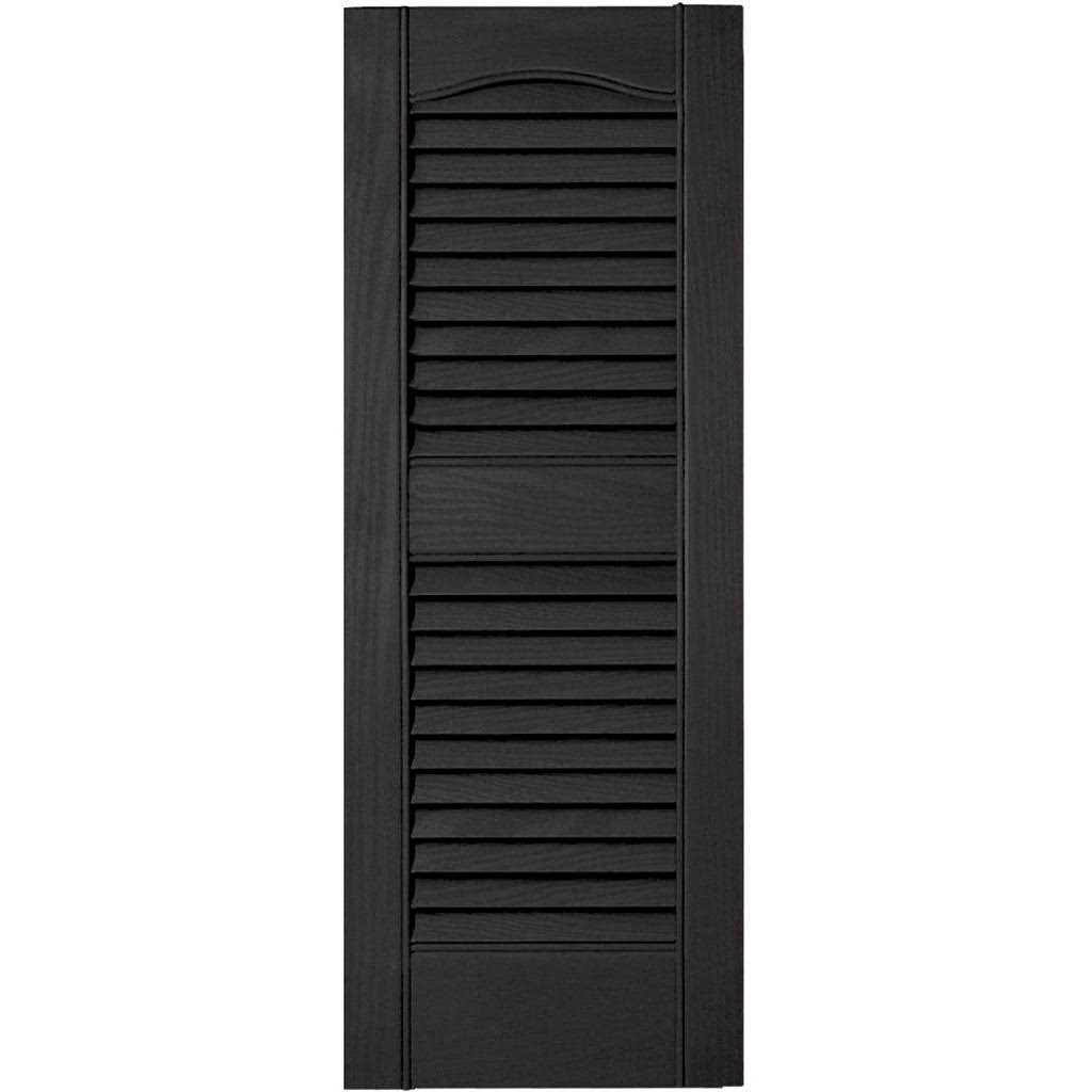 Builders Edge 12 in. x 31 in. Louvered Vinyl Exterior Shutters Pair in Black
