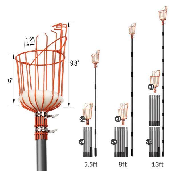 Walensee 66 in. Stainless Steel Handle Fruit Picker