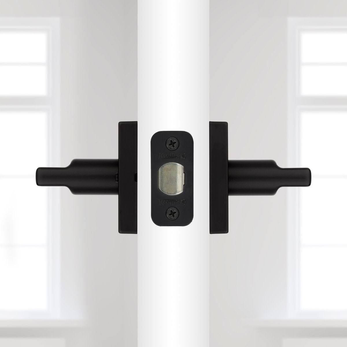 Kwikset Halifax Lever with Square Rose Privacy / Satin Nickel