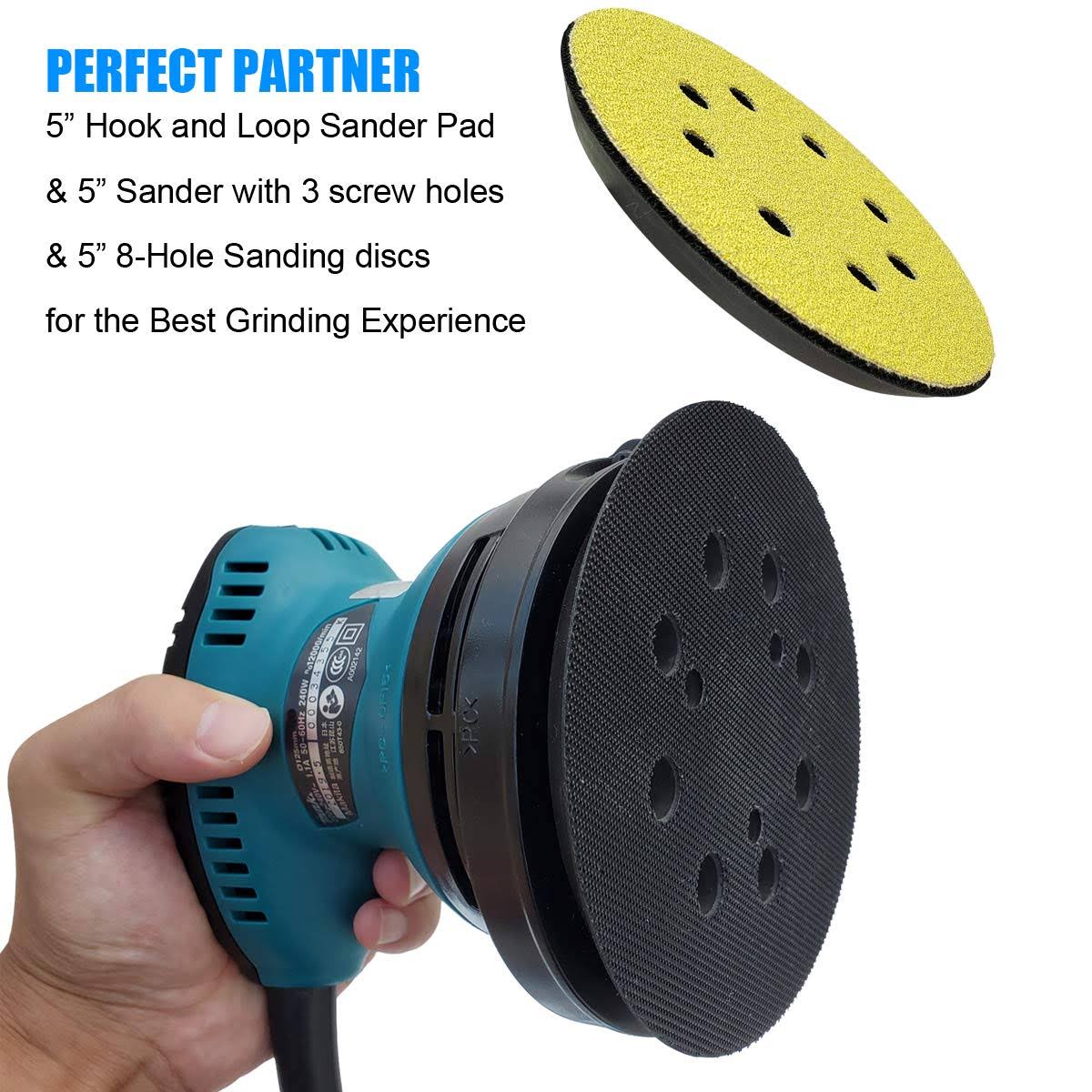 Replacement Sander Pad for Makita 743081-8, 743051-7- Fit Makita BO5041/K, BO5010/K, BO5030/K, BO5031/K, XOB01Z Random Orbital Sanders- Standard 5