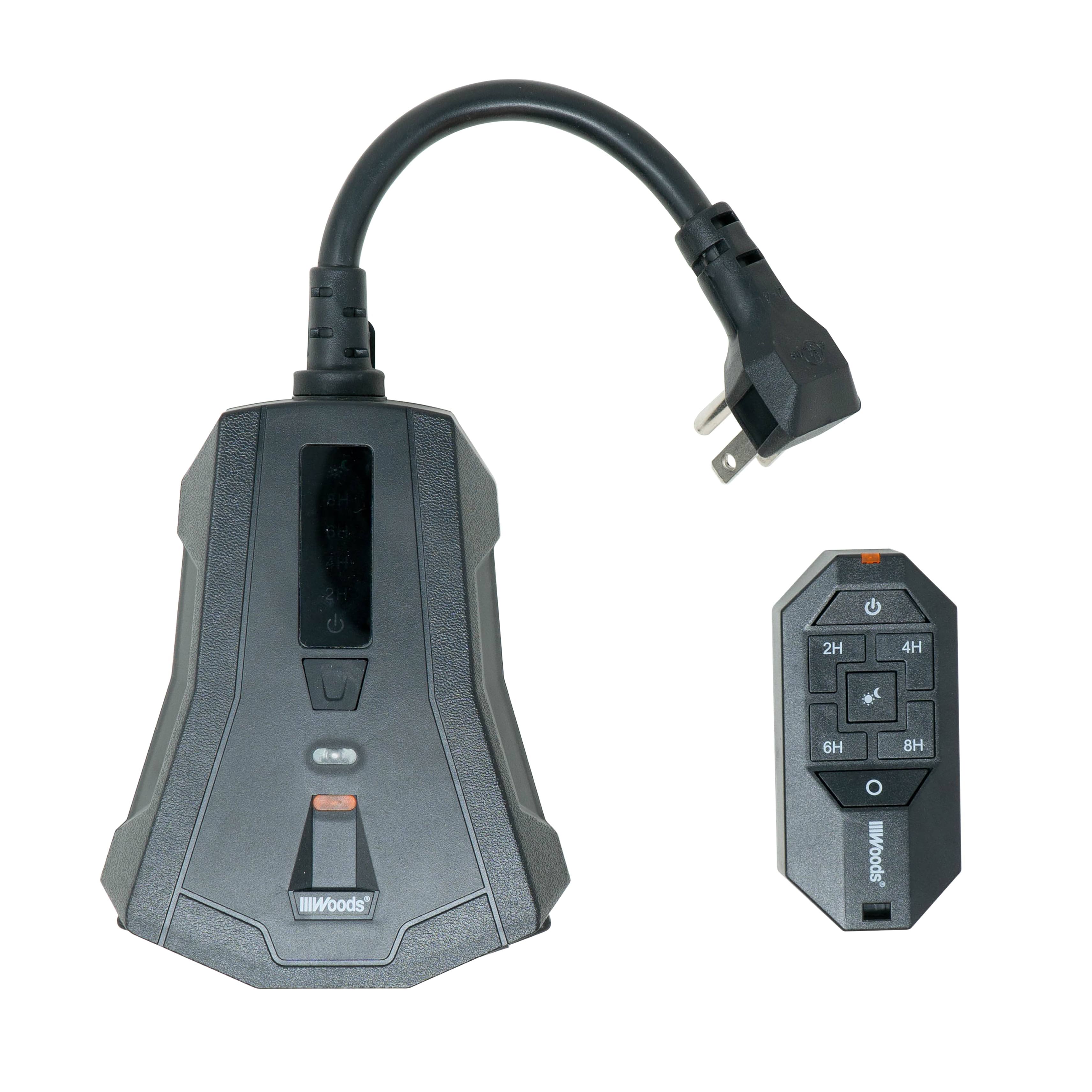 Woods 50126wd Outdoor Lighting Mechanical Timer with 3-Outlet Remote Control Countdown