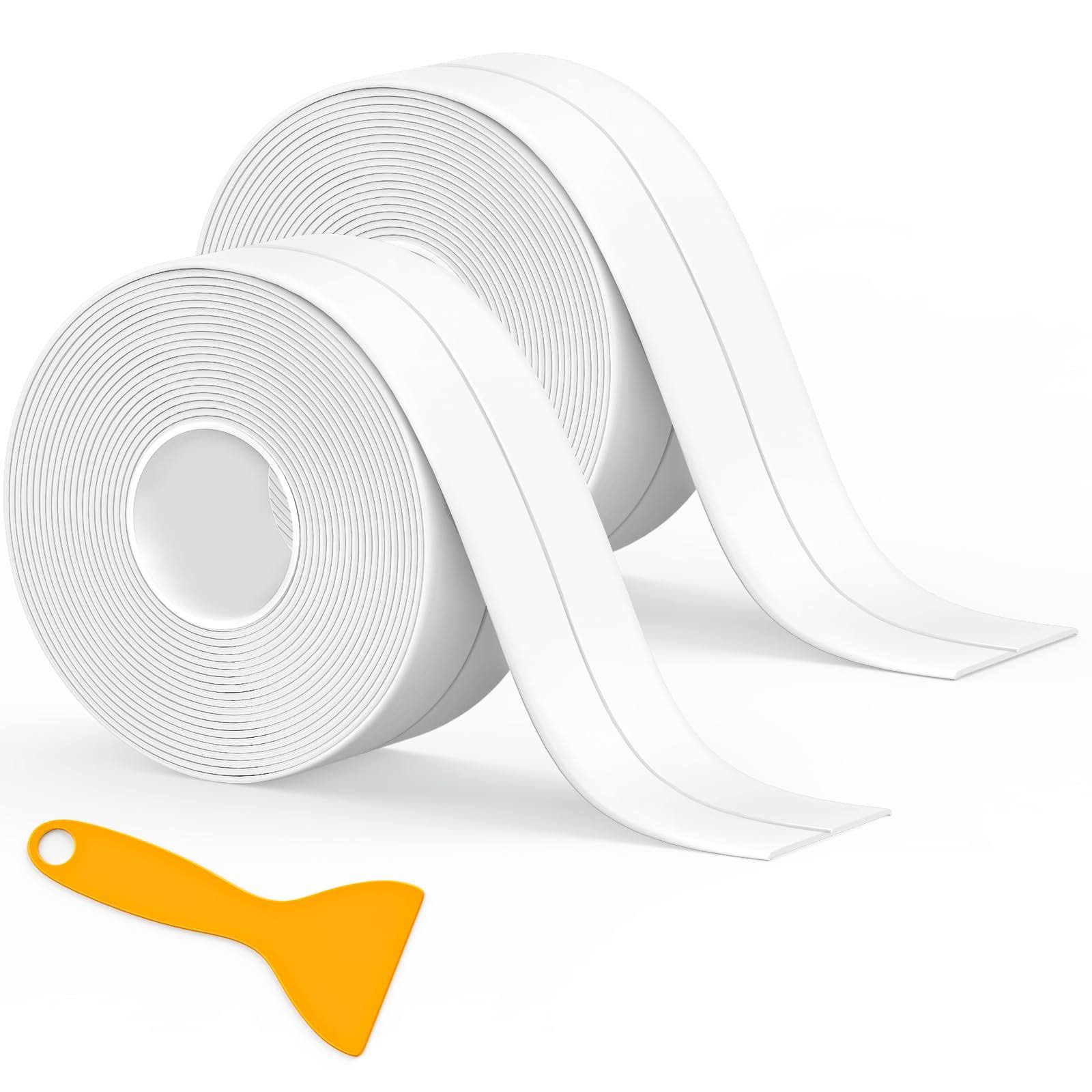 3 Packs Caulk Tape Waterproof Self Adhesive, Bathtub 3-Pack, White