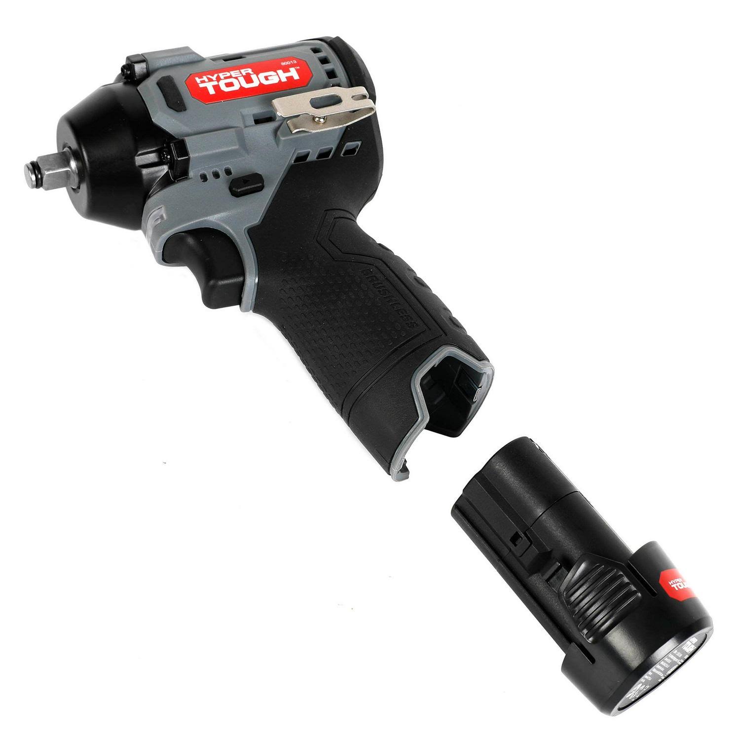 Hyper Tough 80013 12V Max Lithium-Ion Brushless Impact Wrench with 2.0Ah Battery and Charger