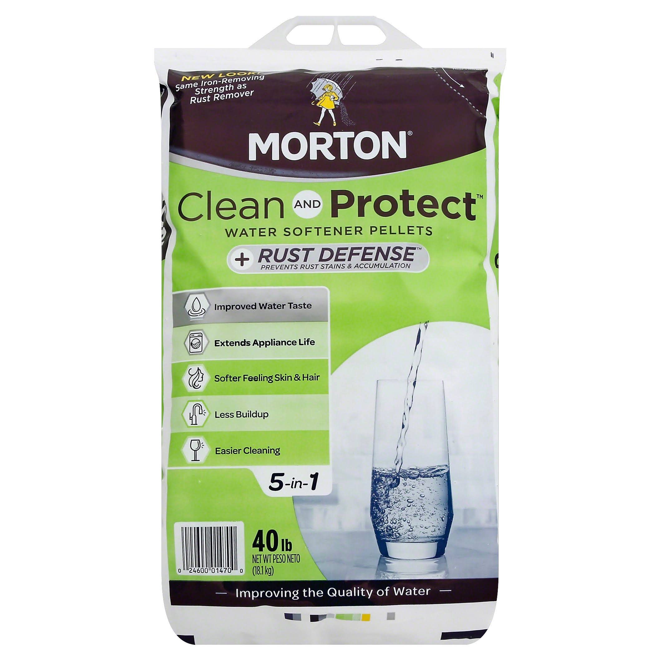 Morton Clean and Protect Water Softening Pellets, +Rust Defense- 40 lb