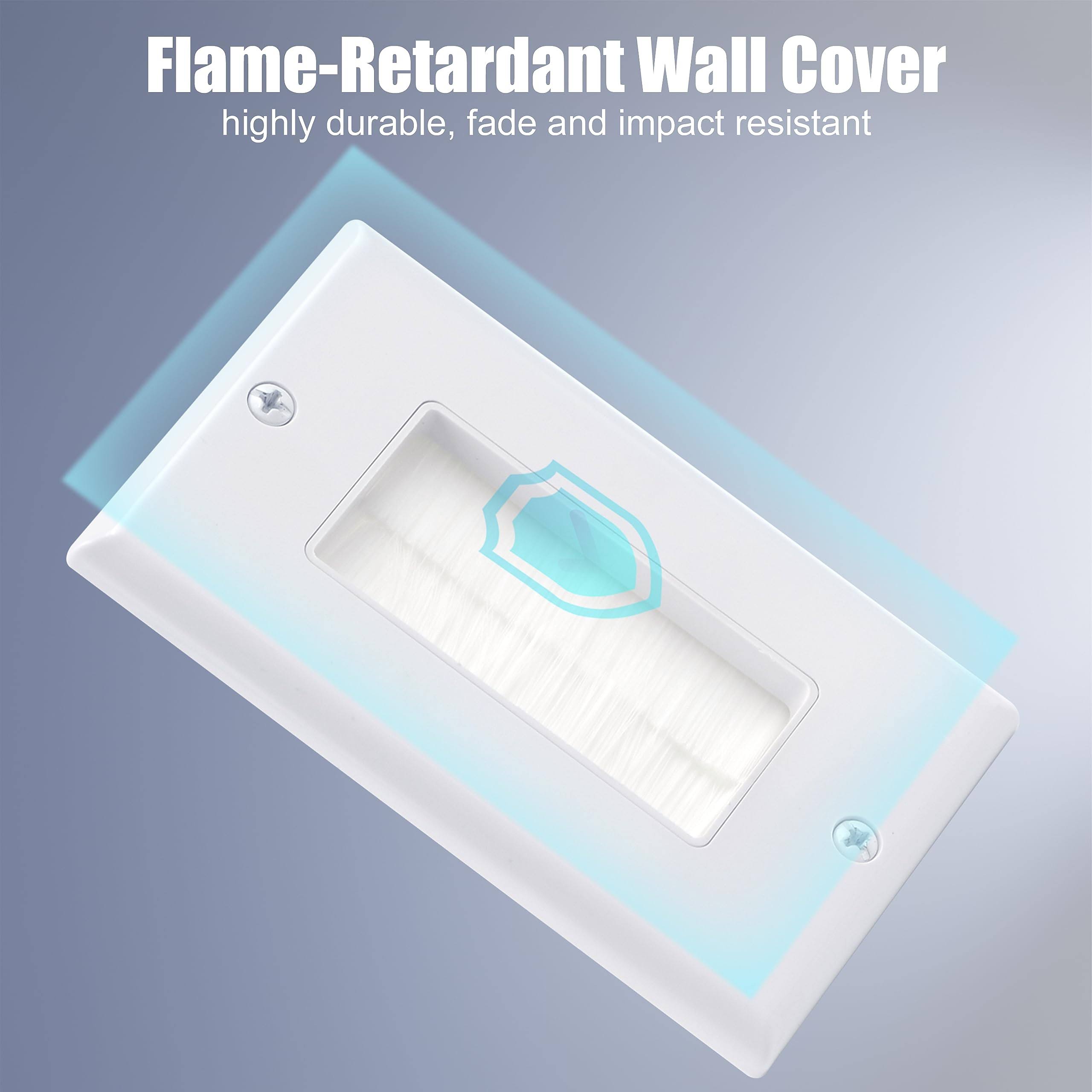 VCE Single Brush Wall Plate Cable Pass Through Insert for Wires Single Gang for