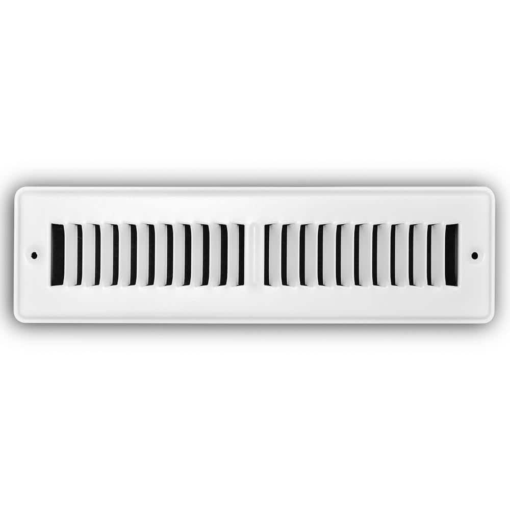 2 in. x 12 in. 2-Way Steel Toe-Kick Floor Grille in White