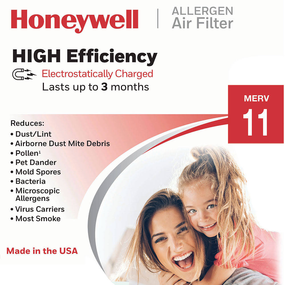 Honeywell 20x20x1 High Efficiency Allergen MERV 11 Air Filter, 4 Pack