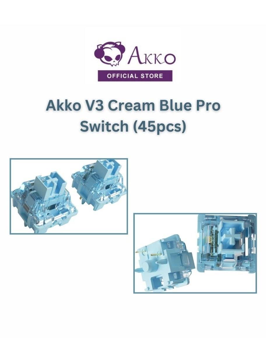 Akko V3 Cream Blue Pro Keyboard Switch with Dustproof Stem for Mechanical Gaming Keyboard, 5-Pin 45gf Tactile Key Switches (45pcs)