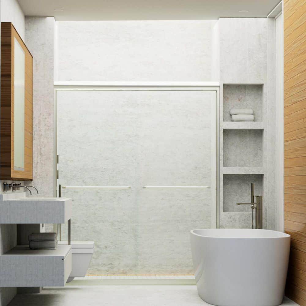 niveal Vale 60 in. W x 72 in. H Sliding Semi-Frameless Shower Door in Chrome with Clear Glass