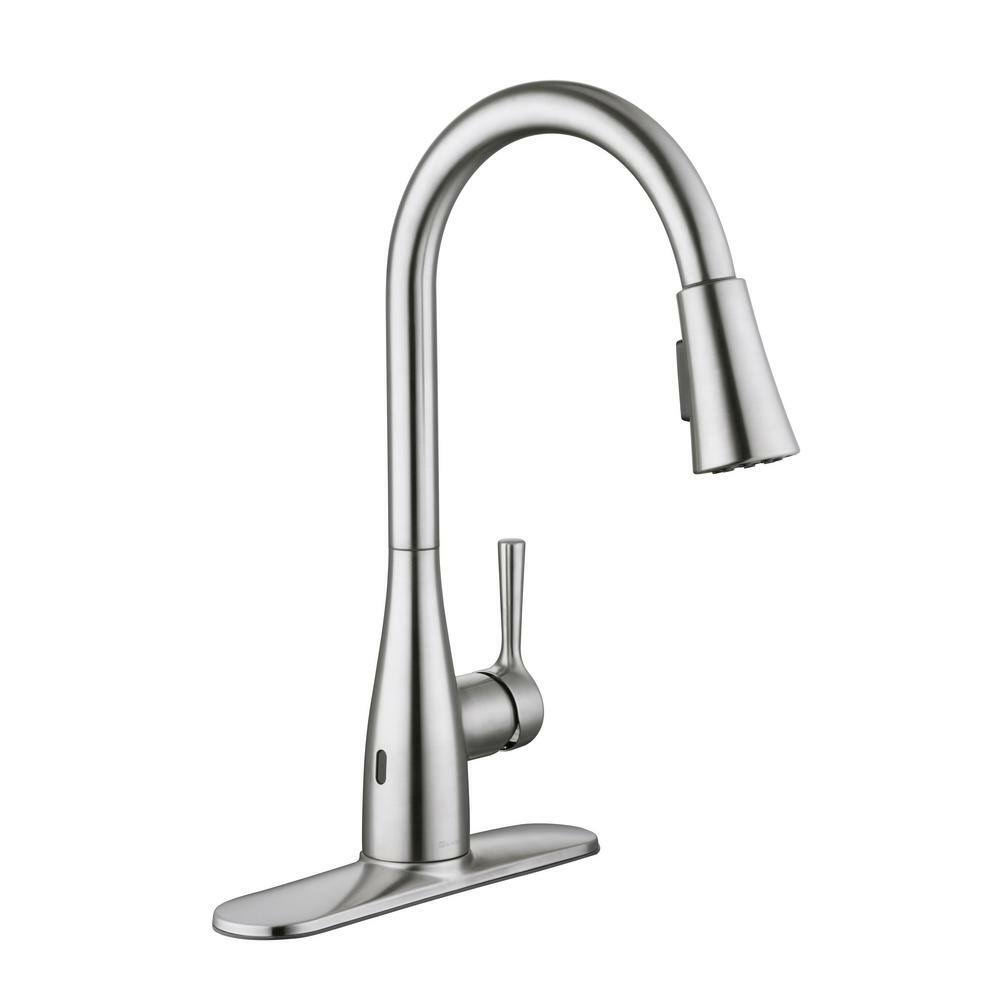 Glacier Bay Sadira Touchless Single-Handle Pull-Down Sprayer Kitchen Faucet with TurboSpray and FastMount in Stainless Steel